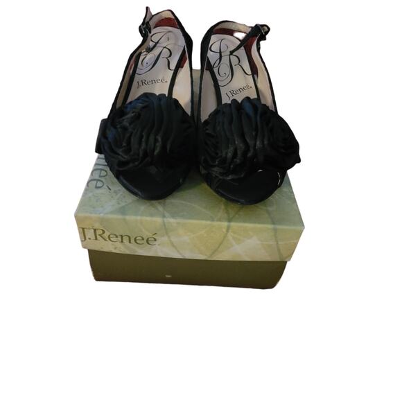 J. Renee Black Satin Wedge Heels - 8 1/2 Medium - New in Box - Picture 6 of 7